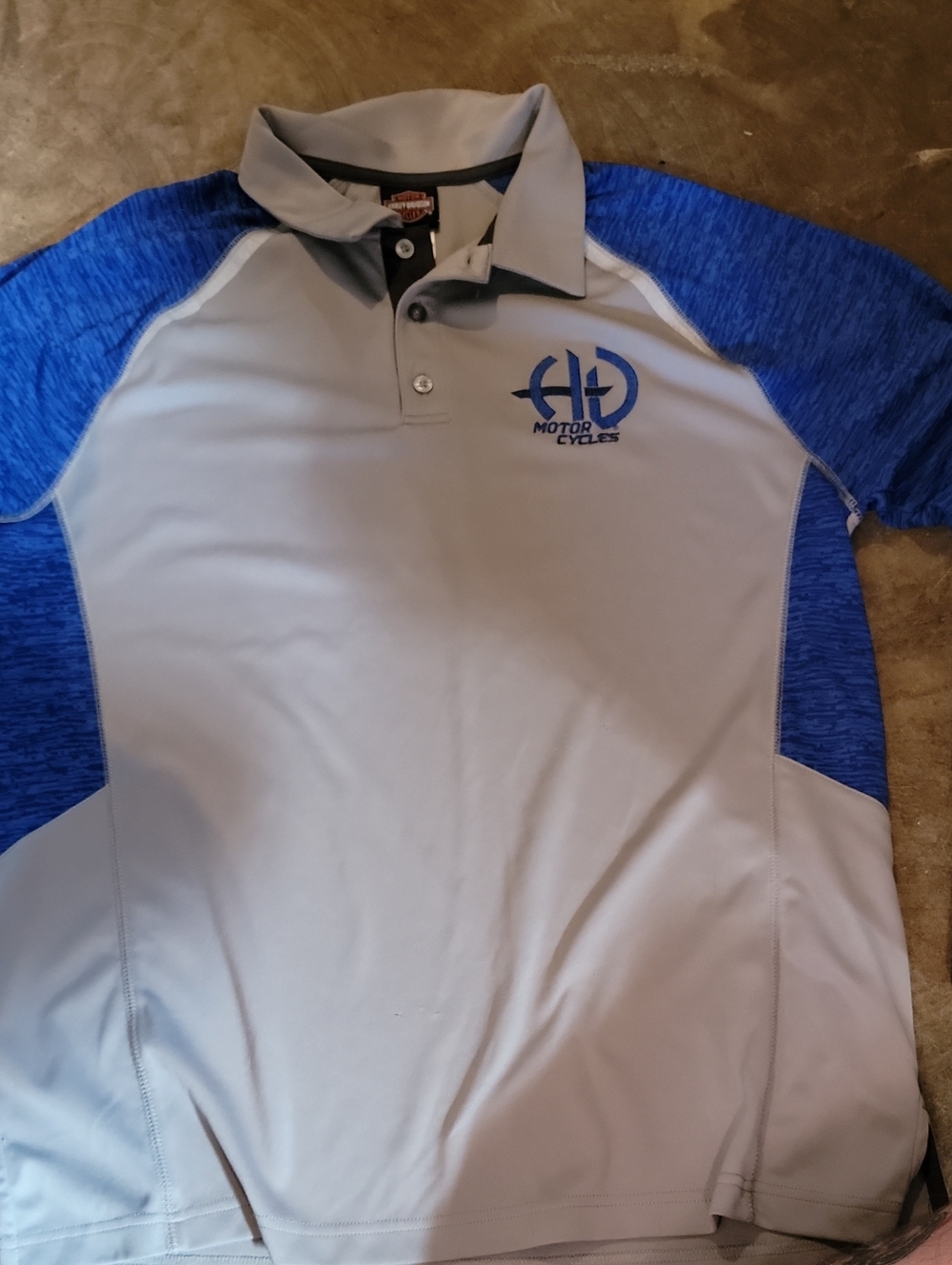 Harley-Davidson Light Gray and Royal Blue Polo Shirt